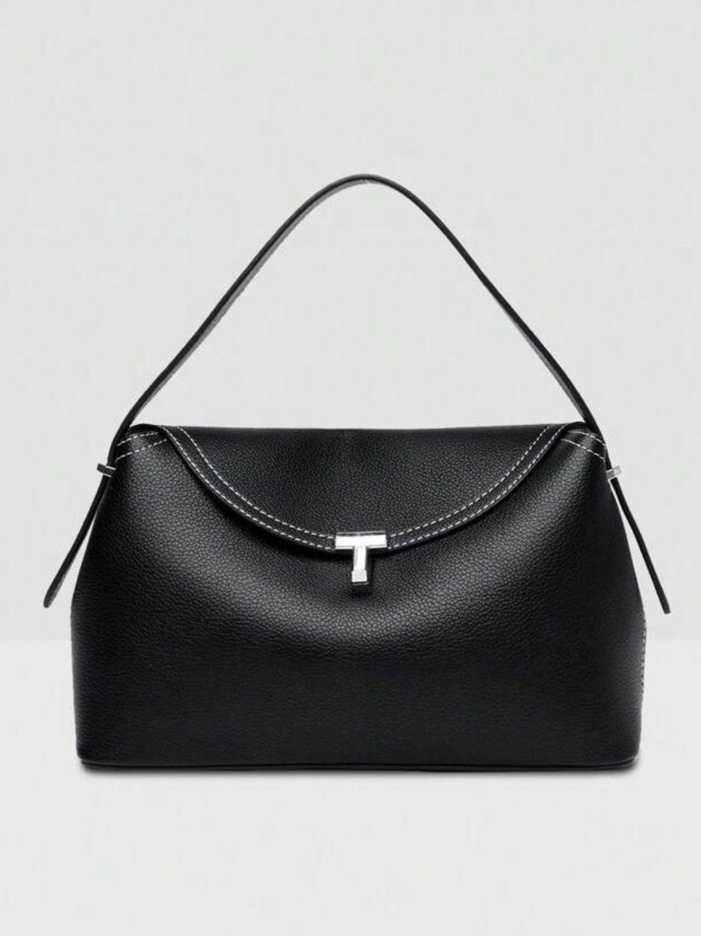T-Lock Black Women's Top-Handle Shoulder Bag with removable crossbody